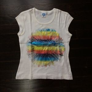 Metallic rainbow flower tee tank